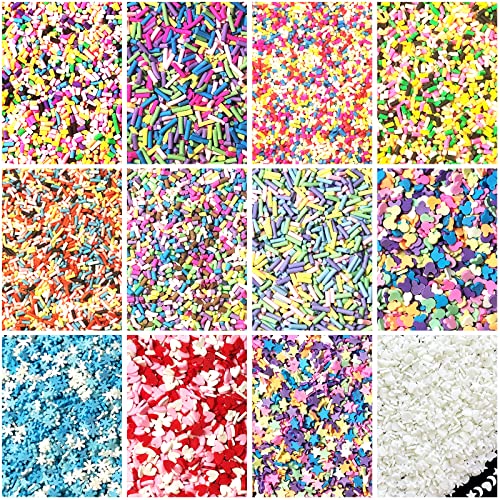 LIKETURE Fake Sprinkles 12 Jars 180g Polymer Clay Sprinkles Fake Candy Sprinkles Faux Sprinkle for Resin Slime Craft Plastic Sprinkle Nail Art Phone LIKETURE