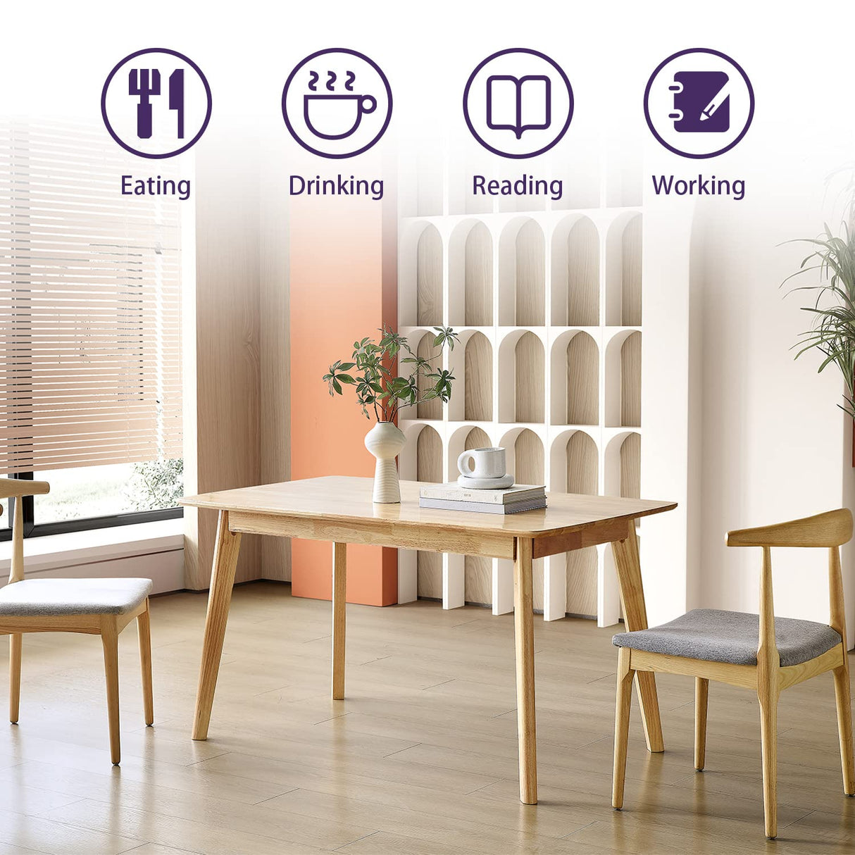 seonyou Solid Wood Kitchen Dining Table Mid Century Modern Wooden Dining Room Table Rectangular Kitchen Table Rustic Restaurant Table seonyou