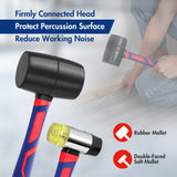 WORKPRO 5-Piece Hammer Set, Forged & Polished Steel Head, Fiberglass Handle, 32oz Rubber Mallet | 16oz Claw Hammer | 3lb Sledge Hammer | 16oz Ball WORKPRO