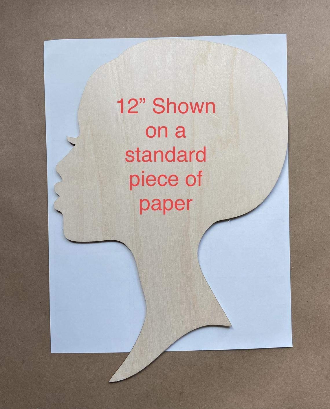 Texan Wood Crafts Small to Large Select your Size African Woman Women Face with Lashes Silhouette Head Unfinished Wood Laser Cut Cutout Shape DIY Texan Wood Crafts