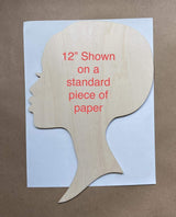 Texan Wood Crafts Small to Large Select your Size African Woman Women Face with Lashes Silhouette Head Unfinished Wood Laser Cut Cutout Shape DIY Texan Wood Crafts