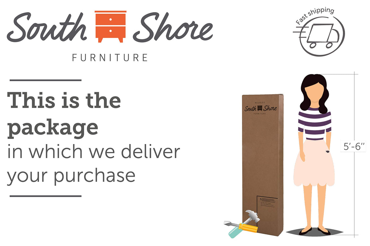 South Shore Summertime Bookcase Headboard, Twin, Pure White South Shore