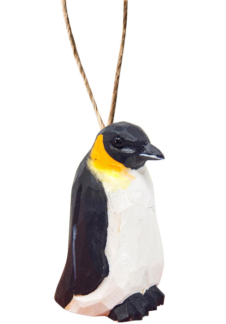 Selsela Penguin Wood Ornament Hanging Animal Figurine Handmade Carved Decoration Selsela