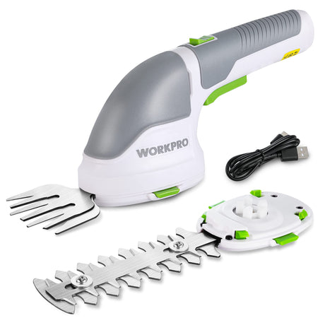 WORKPRO Cordless Grass Shear & Shrubbery Trimmer - 2 in 1 Handheld Hedge Trimmer Electric Grass Trimmer Hedge Shears/Grass Cutter Rechargeable WORKPRO