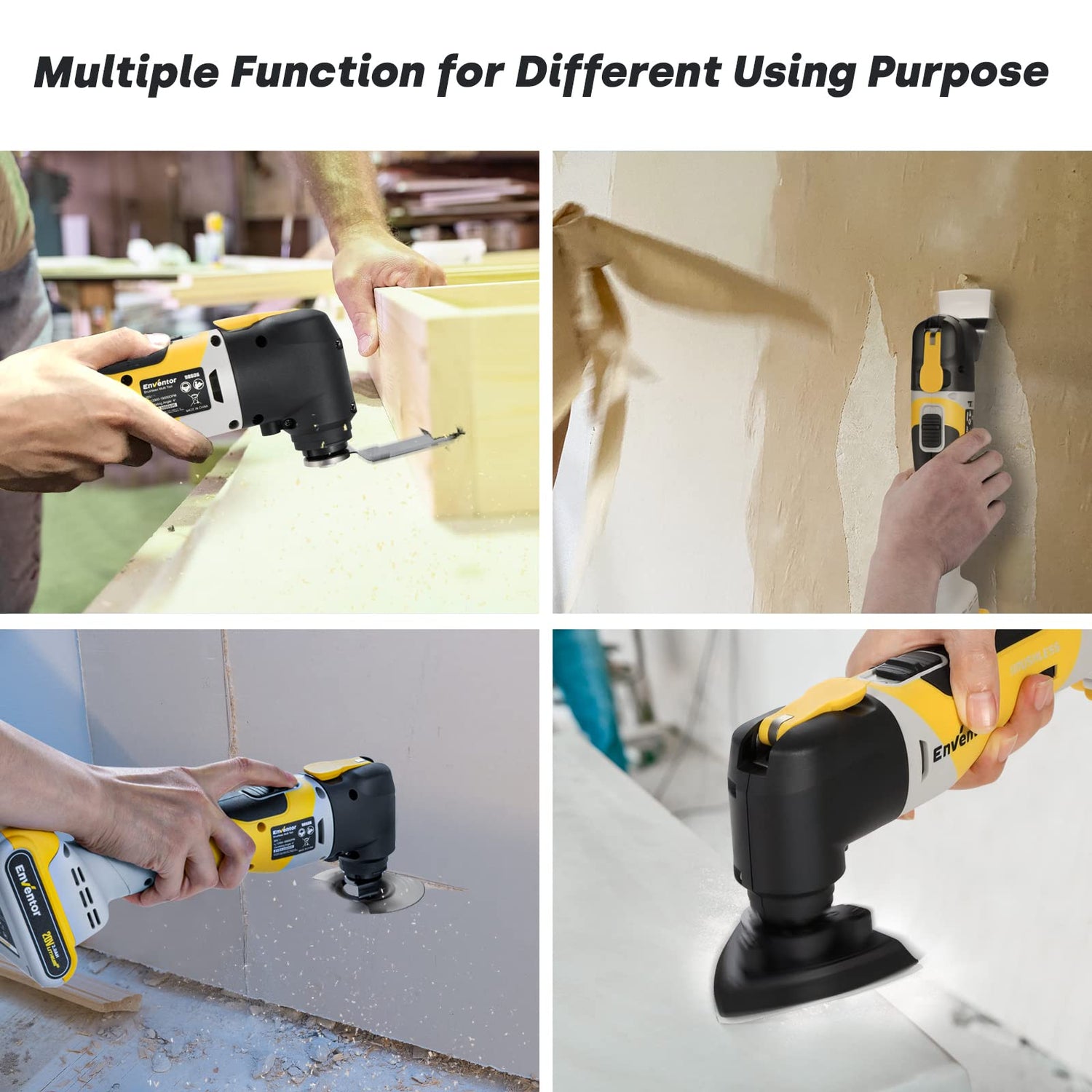 ENVENTOR Cordless Oscillating Tool, 20V Brushless Oscillating Multitool Kit with 6 Variable Speed, 4° Oscillation Angle, 28 pcs Accessories, Fast Enventor