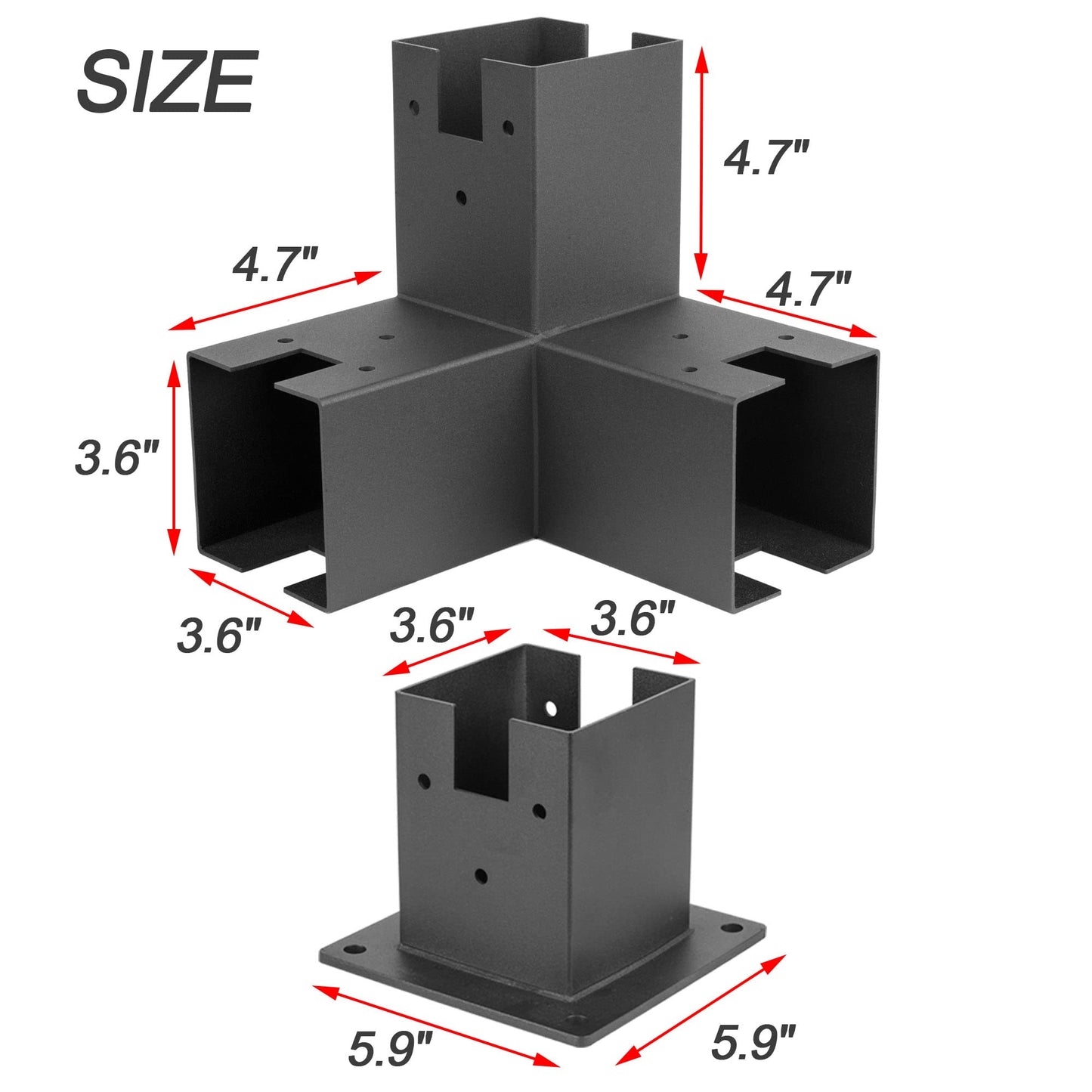 Meruzy Stainless Steel Woodwork Pergola Kit - Elevated Wood Stand Kit with Corner & Base Brackets - Modular Sizing Pergola Brackets Boot for 4 x 4