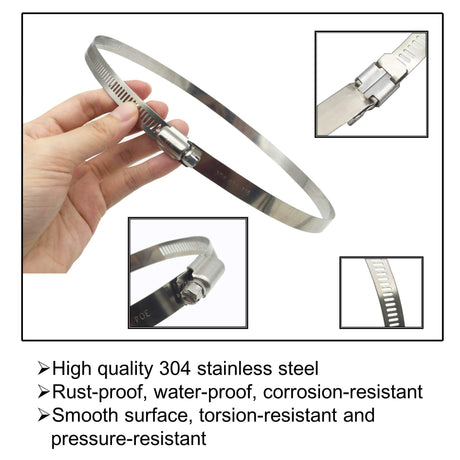 EesTeck 4Pcs 8" Adjustable 304 Stainless Steel Duct Clamps Hose Clamp Pipe Clamp Air Ducting Clamp worm drive hose clamps EesTeck