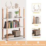 IOTXY Modern White 4-Tier Wooden Bookshelf – Stylish Open Storage Rack for Home and Office IOTXY