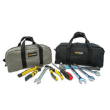 MELOTOUGH Utility Tool Tote bag Combo Kit-Includes 2 Medium Tool Organizer Bags for Electrician, Plumbing, Gardening, HVAC & More (Black&Grey) MELOTOUGH