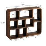 Frcctre Rustic Shadow Box Display Shelf, 9 Compartments Wood Hanging Display Shelf Floating Shelf, Multi-Slot Wall Mounted or Freestanding Farmhouse Frcctre