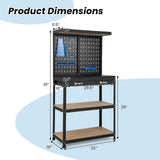 S AFSTAR Garage Workbench with Drawers, 32 x 16 Inches Tool Storage Workbench with Peg Board & 2 Lower Shelves, 14 Hanging Accessories, 220 LBS S AFSTAR