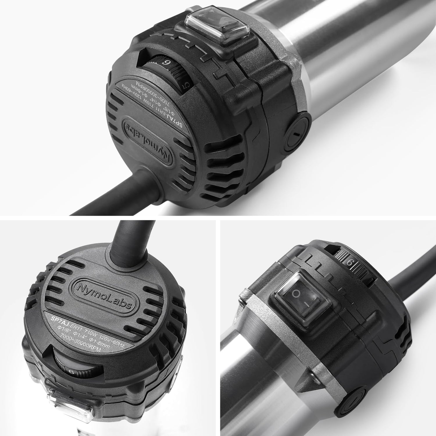 NymoLabs 7000-30000RPM CNC Router Spindle Motor with 1/8" ER11 Collet Set, 710W/110V, Upgraded for Most CNC Machines with 65mm Spindle Mount NYMOLABS