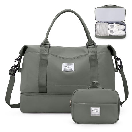 Weekender Bags for Women,Personal Item Travel Bag with Shoes Compartment,Overnight Travel Duffel Bag with Wet Pocket and Separate Toiletry Bag,Gym SYCNB