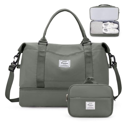 Weekender Bags for Women,Personal Item Travel Bag with Shoes Compartment,Overnight Travel Duffel Bag with Wet Pocket and Separate Toiletry Bag,Gym