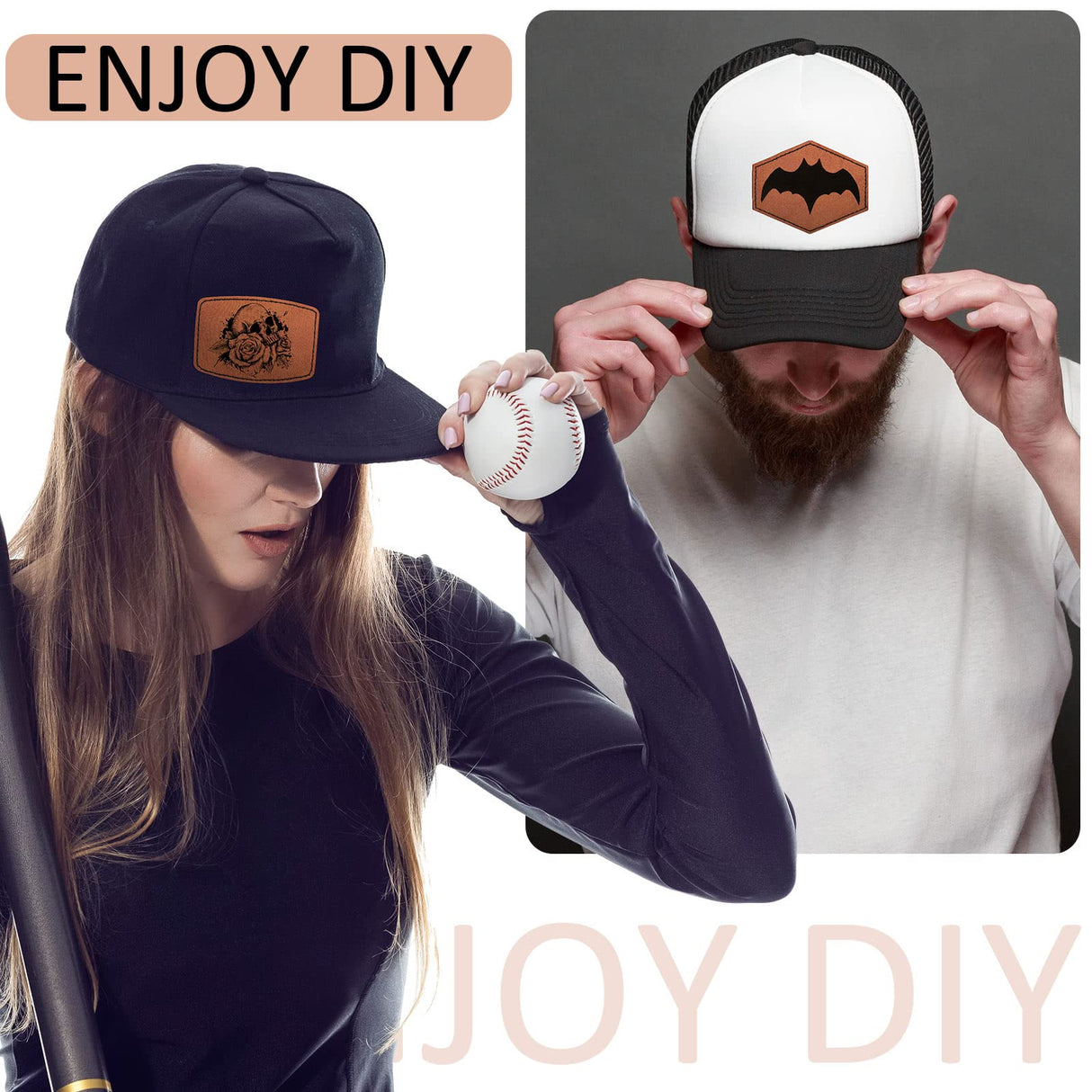 80 Pcs Blank Leatherette Hat Patches with Adhesive Rustic Patches Laser Supplies Faux Leather Hat Patches with Iron on Adhesive Bulk for Hat Shirt Juexica