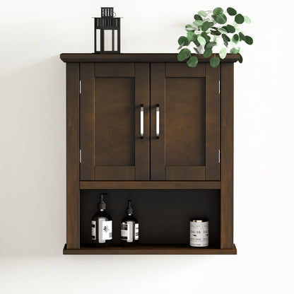 ChooChoo Wood Wall Cabinet with Doors, Medicine Cabinet with Adjustable Shelves Over The Toilet, Rustic Cabinet Wall Mounted for Bathroom, Kitchen,