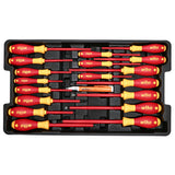 Wiha 32800 Insulated Tool Set with Screwdrivers, Nut Drivers, Pliers, Cutters, Ruler, Knife and Sockets in Rolling Tool Case, 10,000 Volt Tested and Wiha