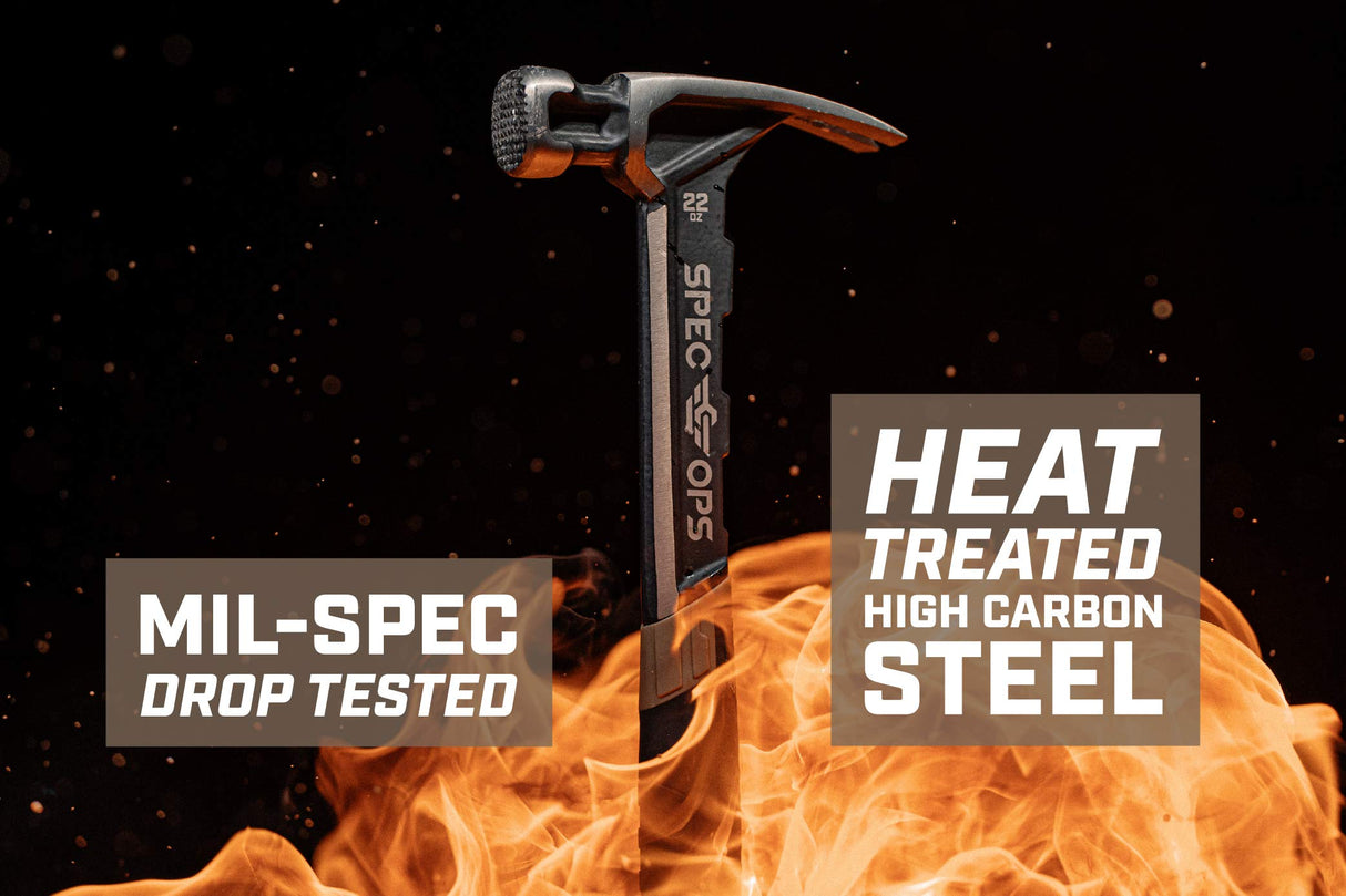 Spec Ops - SPEC-M22CF Tools Framing Hammer, 22 oz, Rip Claw, Milled Face, Shock-Absorbing Grip, 3% Donated to Veterans Black/Tan Spec Ops