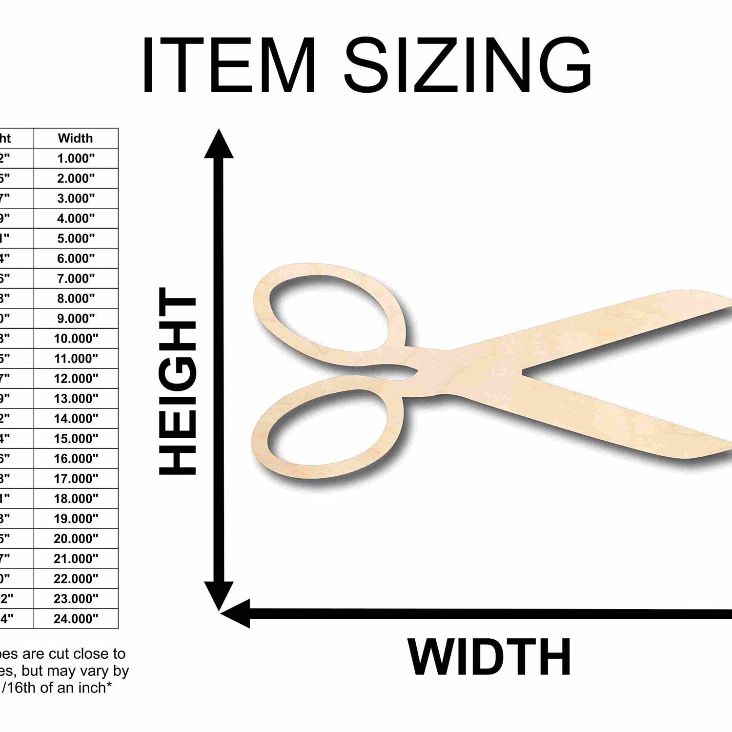 Unfinished Wood Scissors Silhouette - Craft- up to 24" DIY 20" / 1/8" 24 Hour Crafts