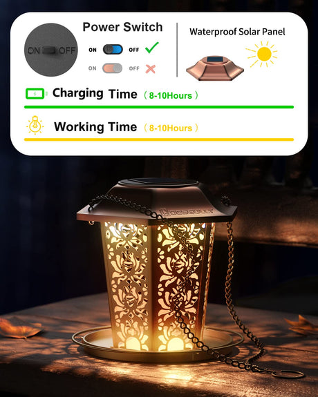 Solar Bird Feeders for Outdoors Hanging - Premium Grade Metal Bird Feeder, Chew-Proof, Weather and Water Resistant Wild Bird feeders, Outside and DesGully