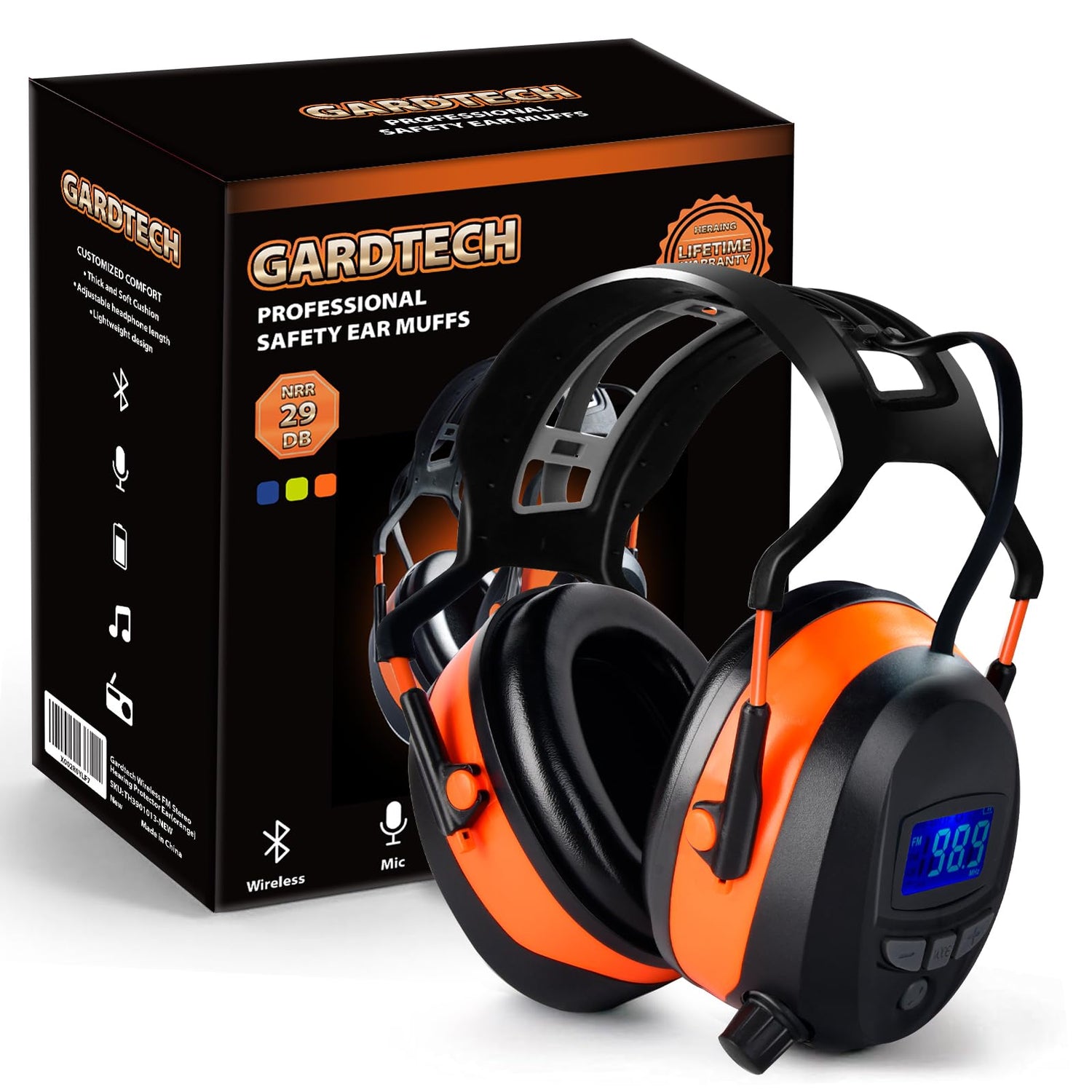 Gardtech Hearing Protection with Bluetooth, FM Radio Earmuffs, NRR 29dB Hearing Protection Headphones Noise Cancelling Headphones with MP3 for Mowing Gardtech