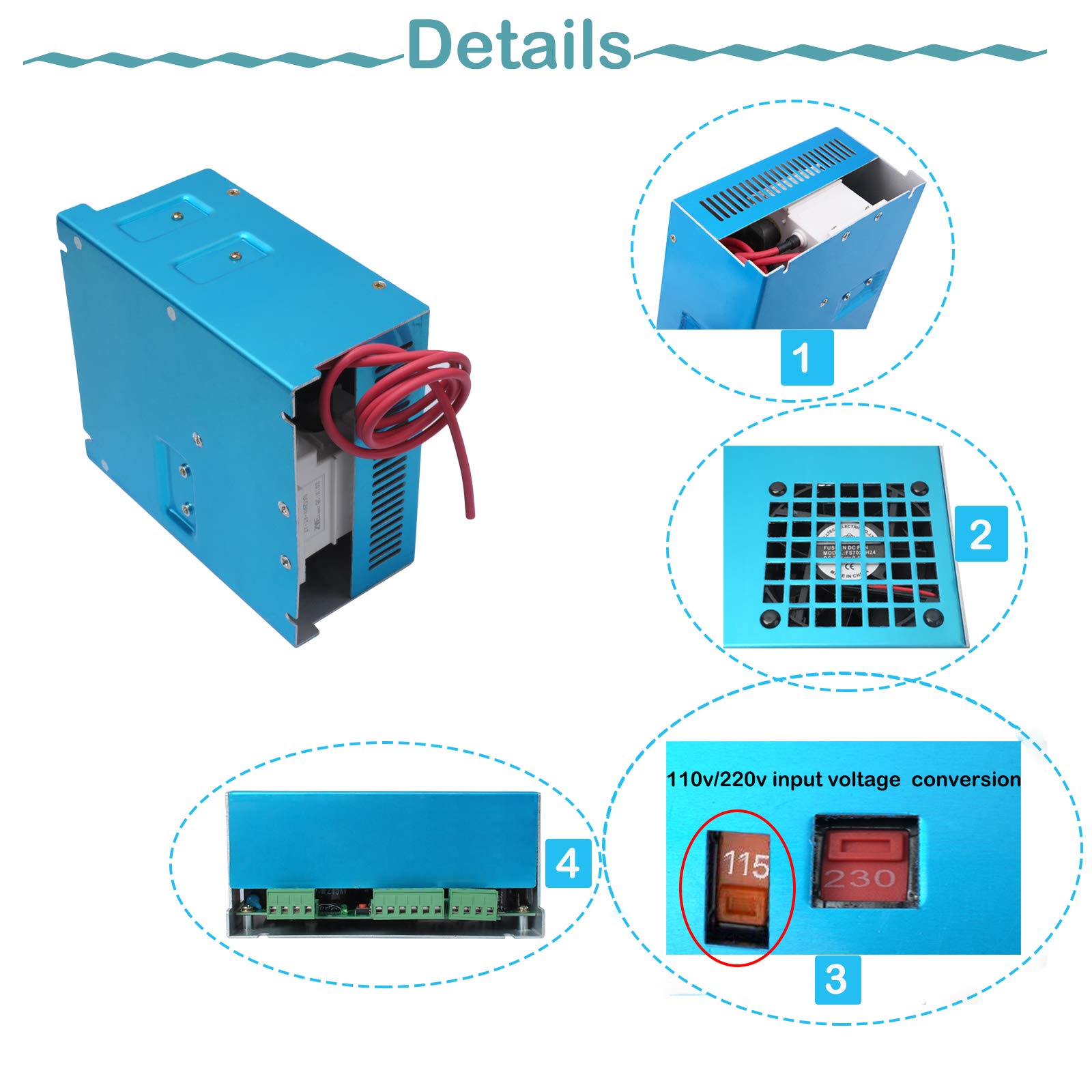 𝟮𝟬𝟮𝟯 𝙐𝙥𝙜𝙧𝙖𝙙𝙚𝙙 40W CO2 Laser Power Supply for CO2 Laser Engraver Cutter MYJG, 110/220VAC CO2 Laser Engraving Cutting Machine Power Supply - WoodArtSupply