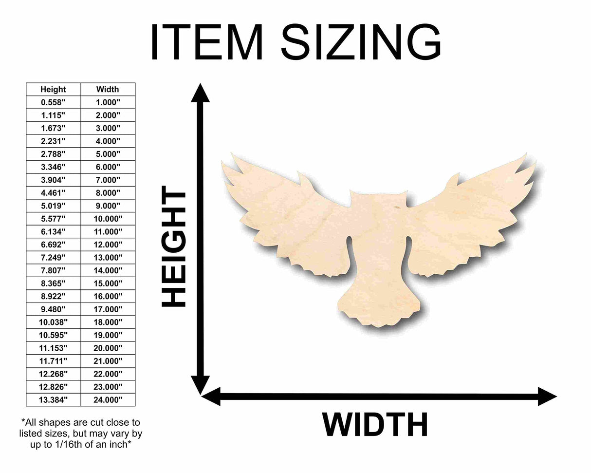Unfinished Wood Flying Owl Silhouette - Craft- up to 24" DIY 3" / 1/4" 24 Hour Crafts