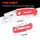 REXBETI 4-Pack Folding Utility Knife Quick-change SK5 Box Cutter for Cartons, Cardboard and Boxes, Back-lock Mechanism with 10 Extra Blades REXBETI