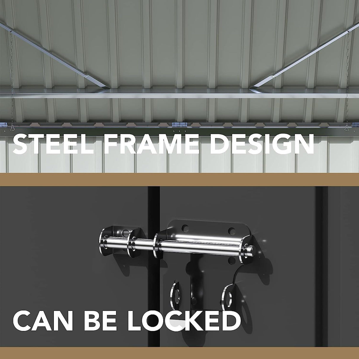 Devoko Outdoor Storage Shed 5.8 x 3.3 FT Metal Trash Shed Waterproof Outside Storage with Lid Chain Hydraulic Gas Rod for Trash Can Toys Weeding Devoko