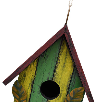 Wooden Bird Houses for Outside Hanging Garden Patio Decorative Bird Houses Outdoor Hand Painted Birdhouse for Small Bird Finch Cardinal Hummingbird - WoodArtSupply