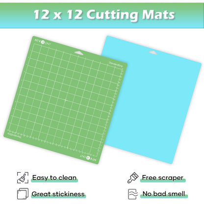 HTVRONT Variety Cutting Mats for Cricut, 2 Pack Cutting Mats 12x12 for Cricut Maker/Maker 3/Explore 3/Air/Air 2/One (LightGrip, StandardGrip), - WoodArtSupply