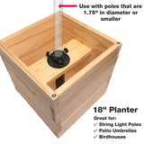 EXCELLO GLOBAL PRODUCTS Extra Large Decorative Wooden Planter, Universal Pole Support for String Light Poles Umbrella Bird Feeders Solid Wood Outdoor EXCELLO GLOBAL PRODUCTS