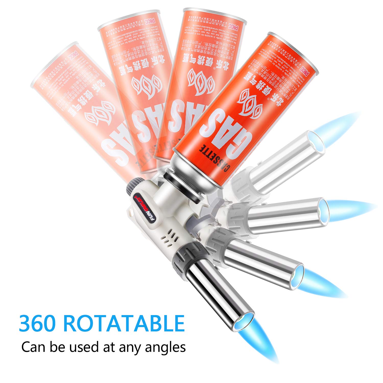 FunOwlet,Butane Torch Kitchen Blow Lighter, Culinary Torches Head Professional Chef Cooking Adjustable Flame For Sous Vide, Creme Brulee, Baking, BBQ FunOwlet