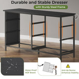 Hasuit 6 Drawers Double Dresser, Wooden Dresser with Heavy Sturdy Steel Frame, Large Capacity Storage Chest of Drawers, Black Dresser for Bedroom, Hasuit