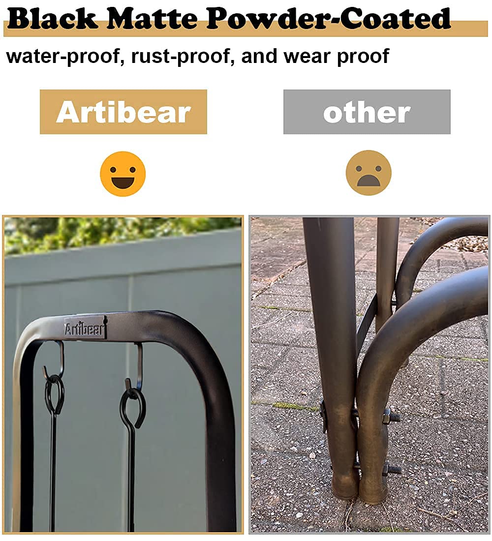 Artibear Small Firewood Rack Holder for Indoor Fireplace, 2-Tier Fire Wood Log Storage Stacker Stand for Outdoor Patio, Black Artibear