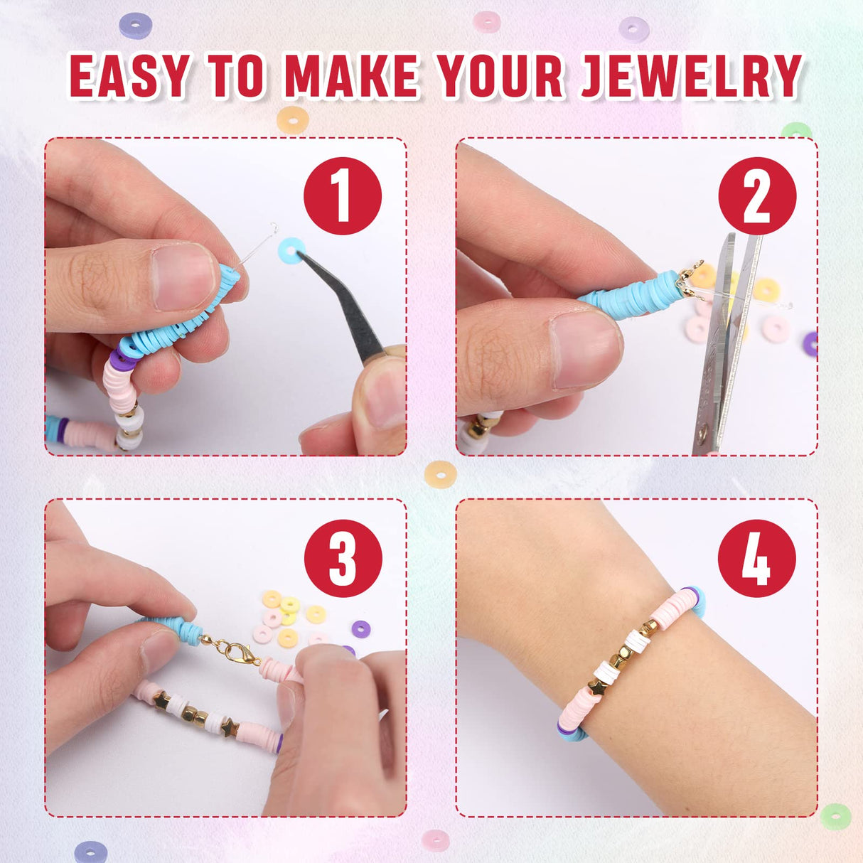 QUEFE 7870pcs Clay Beads for Jewelry Making Kit, 40 Colors Charm Bracelet Making Kit for Girls 8-12 for Crafts QUEFE