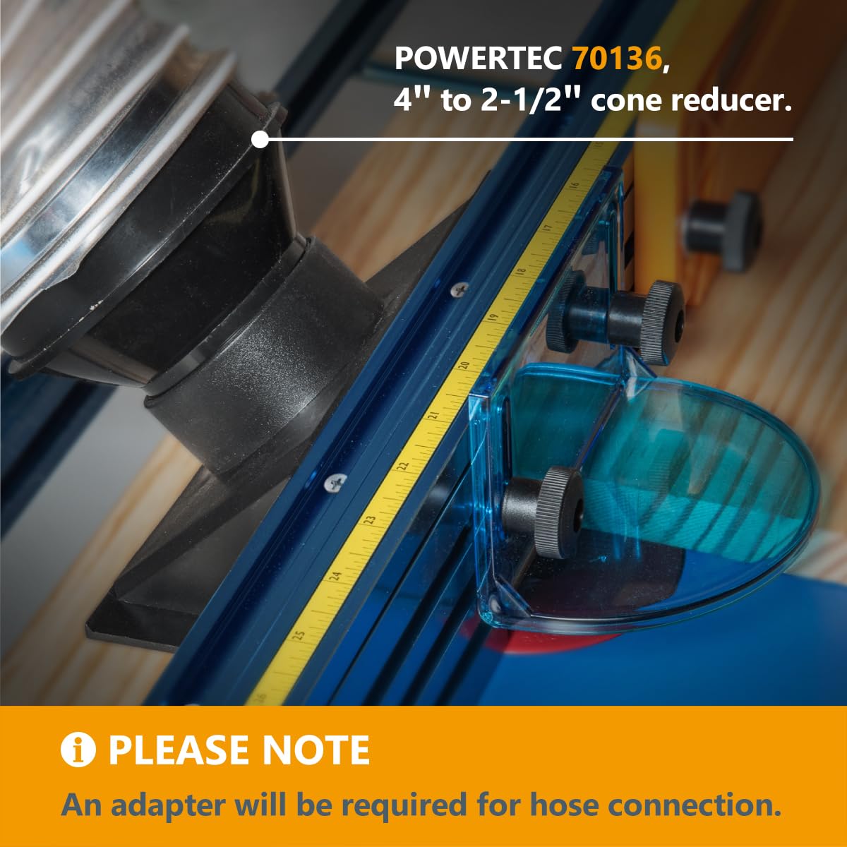 POWERTEC 71913 Full Size Router Bit Guard with 2.5" ID Router Table Dust Port and 2-PC Router Fence/Router Table Featherboards - WoodArtSupply