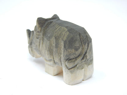 Selsela Rhino Figurine Art Garden Statue Home Decoration Wood Carving Miniature Small Animal Sculpture - WoodArtSupply