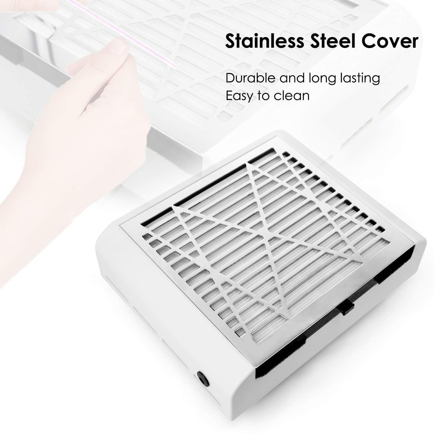 AONOLOVO Nail Dust Collector, Powerful Nail Vacuum Dust Collector Nail Tech Extractor Fan Manicure Tool for Acrylic Nails Removal, White AONOLOVO