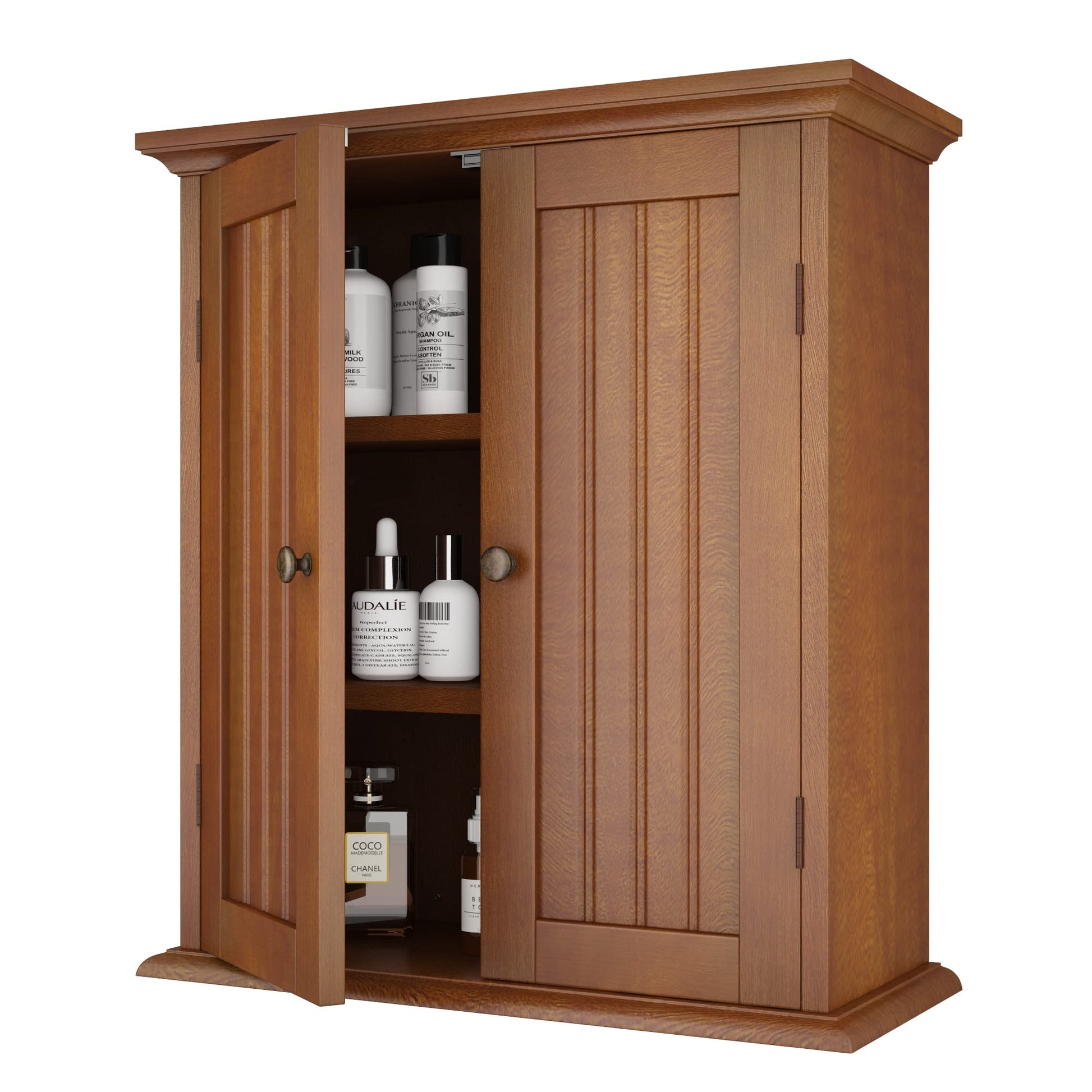 ChooChoo Bathroom Wall Cabinet, Over The Toilet Space Saver Storage Cabinet, Medicine Cabinet with 2 Door and Adjustable Shelves, Cupboard (Rustic) - WoodArtSupply