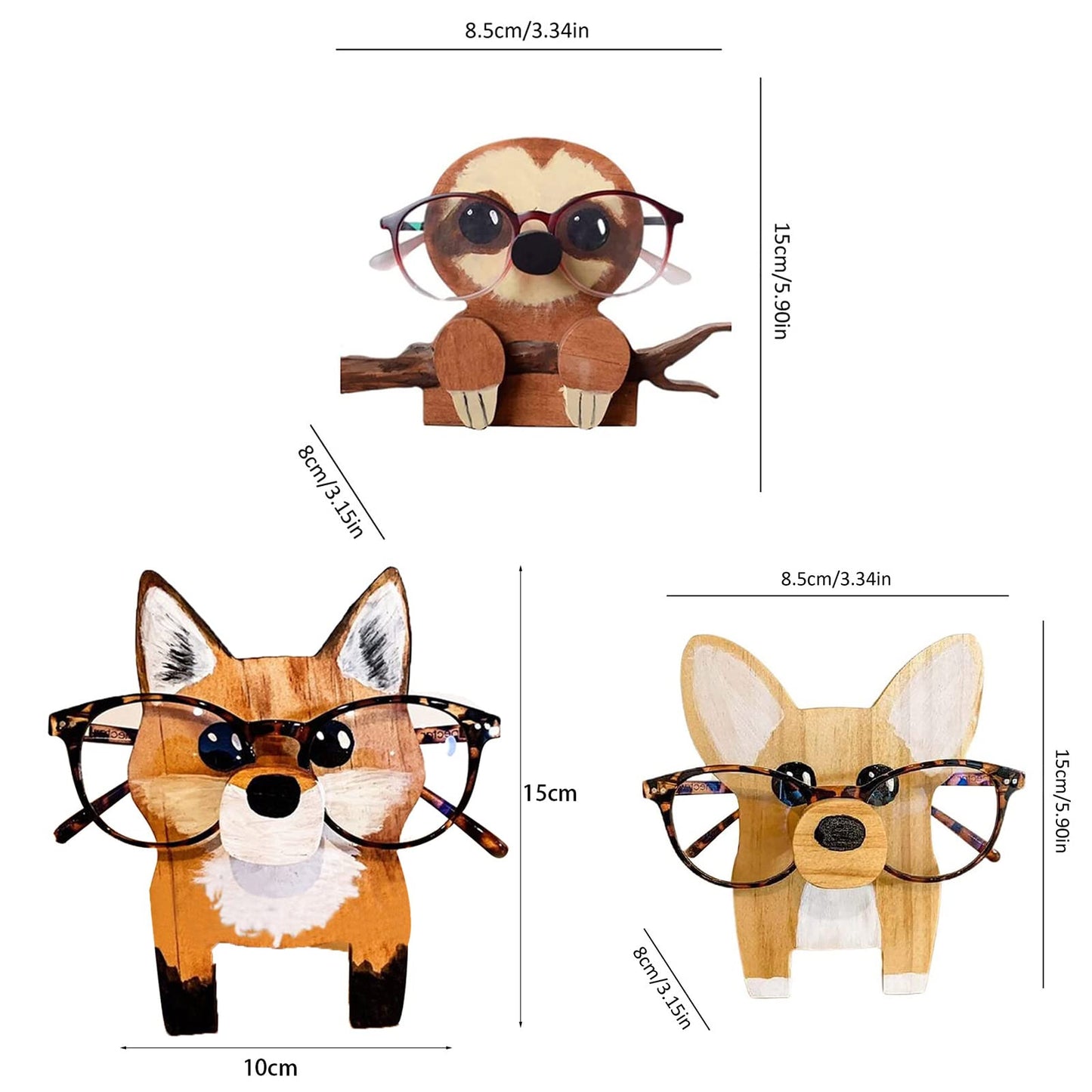 Wooden Spectacle Eye Glasses Holder, Cute Creative Animal Glasses Holder, Cute Handmade Wood Carved Animal Eyeglass Holder Display Stand, Christmas