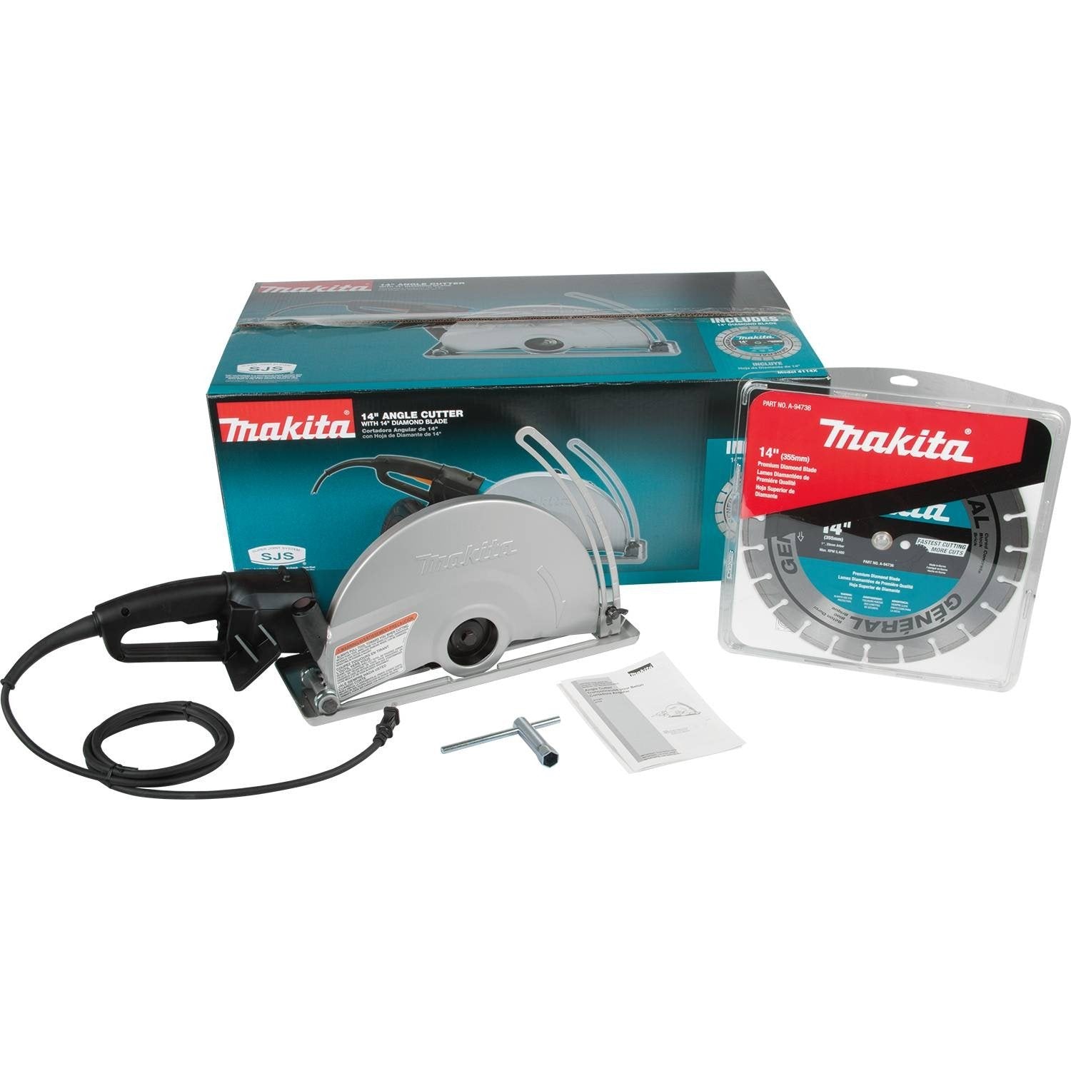 Makita 4114X 14" SJS™ Electric Angle Cutter, with 14" Diamond Blade - WoodArtSupply