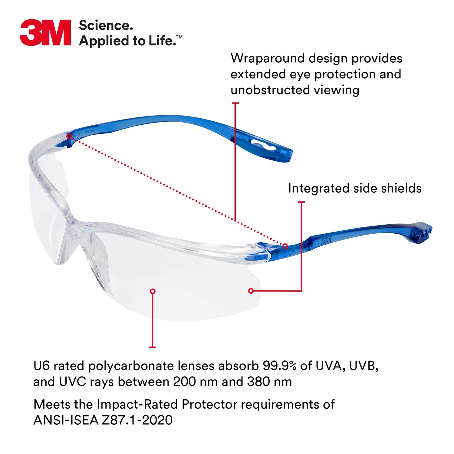 3M Safety Glasses, Virtua CCS and Virtua Sport CCS 2-Pack, Anti-Fog, Anti-Scratch, Clear Lens, ANSI Z87, Corded Ear Plug Control System, Removable 3M