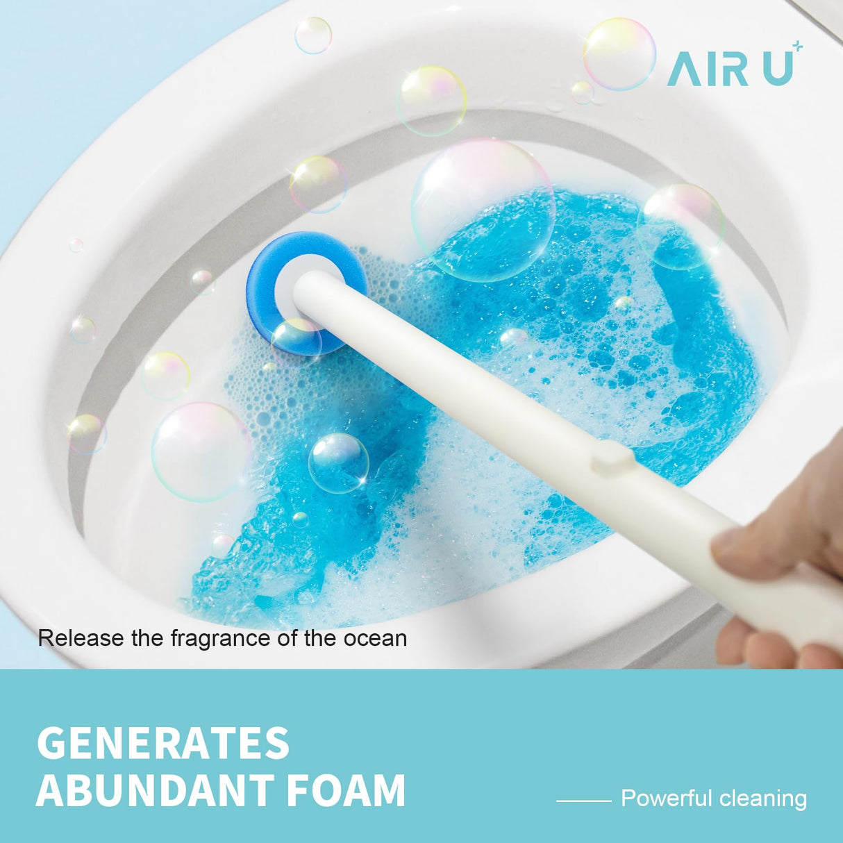 48 Count Disposable Toilet Brush Heads, Toilet Bowl Wand Refills for Toilet and Bathroom Cleaning【Only for AIR U+ Wand】 AIR U+