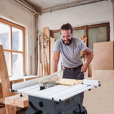 Table Saw, Towallmark 10 Inch 15A Multifunctional Saw with Stand & Push Stick, 90° Cross Cut & 0-45° Bevel Cut, 5000RPM, Adjustable Blade Height for Towallmark