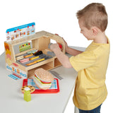 Melissa & Doug Wooden Slice & Stack Sandwich Counter with Deli Slicer – 56-Piece Pretend Play Wooden Food Toys, Kitchen Food Set For Toddlers And Melissa & Doug