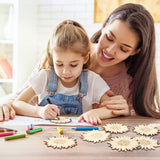 Artibetter 10pcs Unfinished Wood Pieces Cartoon Flower Pattern Unfinished Wooden Cutouts Blank Wood Paint Slices for DIY Craft Spring Summer ARTIBETTER