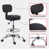 KLASIKA Drafting Swivel Chair with Back Support and Adjustable Footrest Rolling Stool, Multi-Purpose Office Desk Chair for Bar Kitchen Shop, Black KLASIKA