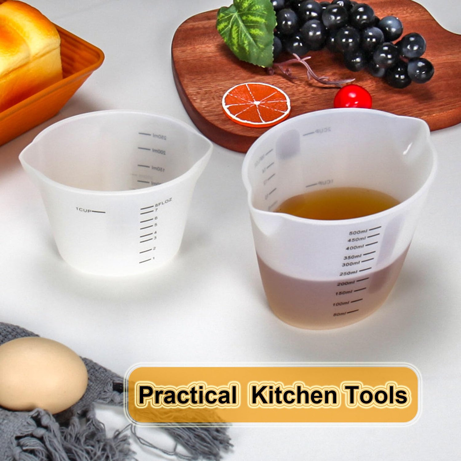 2 Pieces Large Silicone Measuring Cups 500ml Large Resin Mixing Pouring Silicone Cups for Epoxy Resin Jewelry Making (2 Pcs 500ml) Chistepper