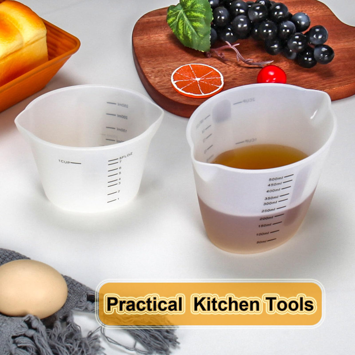 2 Pieces Large Silicone Measuring Cups 500ml Large Resin Mixing Pouring Silicone Cups for Epoxy Resin Jewelry Making (2 Pcs 500ml) Chistepper